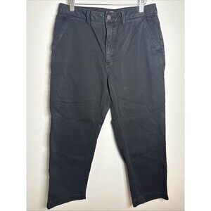 Quince Organic Twill Straight Leg Cropped Pants Jeans Black Women's Size 8